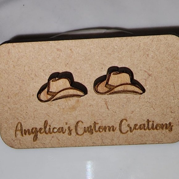 Hand Crafted Jewelry - Cowboy Hat Wood Studs